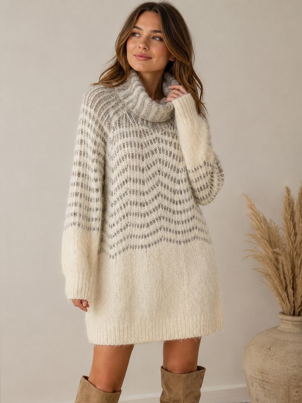 Anthropologie Sleeping on Snow XS Fuzzy Sweater Dress Cowl Neck Wool Alpaca NWT